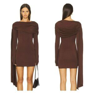 ALL THE WAYS Beatriz Drape Mini Dress Brown